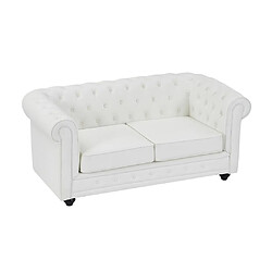 Vente-Unique Canapés 3 places, 2 places et fauteuil en simili blanc CHESTERFIELD pas cher