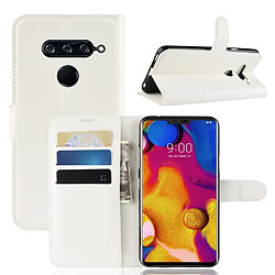 Wewoo Étui en cuir à rabat horizontal Texture Litchi pour LG V40 ThinQ, avec porte-cartes et porte-cartes (blanc)