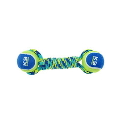 ZEUS Haltere avec 2 balles de tennis 31 cm - Bleu et vert - Pour chien