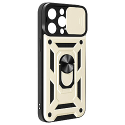 Avizar Coque Antichoc pour iPhone 15 Pro Max Cache Caméra Coulissant Bague or