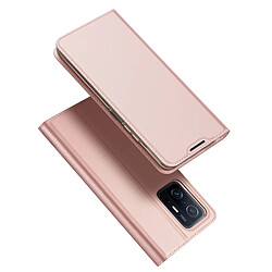 Dux Ducis Etui en PU + TPU avec porte-cartes magnétique, auto-absorbé, anti-chute avec support rose pour votre Xiaomi 11T/11T Pro