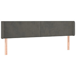 Maison Chic Tête de lit scandinave avec oreilles,meuble de chambre Gris foncé 163x16x78/88 cm Velours -MN48502