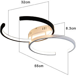 ZMH Lampe suspendue 55cm Salon, salle à manger, chambre à coucher, lampe de bain Blanc et noir Fer pas cher