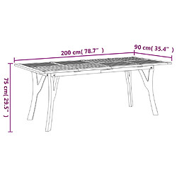 vidaXL Table de jardin 200x90x75 cm Bois d'acacia solide pas cher