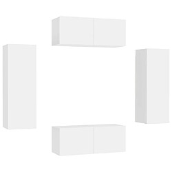 vidaXL Ensemble de meubles TV 4 pcs Blanc Bois d'ingénierie