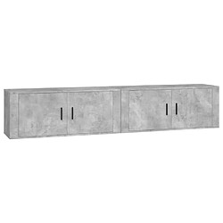 vidaXL Meubles TV muraux 2 pcs gris béton 100x34,5x40 cm