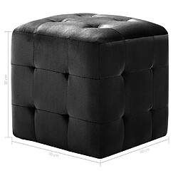 vidaXL 2 pcs Poufs Noir 30 x 30 x 30 cm Tissu velours pas cher