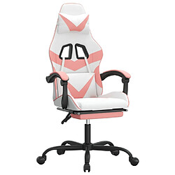 vidaXL Chaise de jeu avec repose-pied Blanc et rose Similicuir