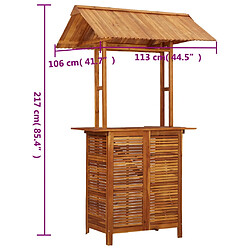 vidaXL Table de bar d'extérieur avec toit 113x106x217 cm Bois d'acacia pas cher