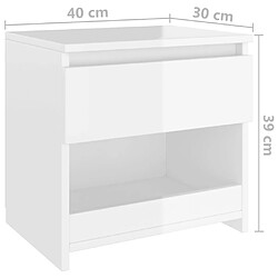 vidaXL Tables de chevet 2 pcs Blanc brillant 40x30x39 cm Aggloméré pas cher