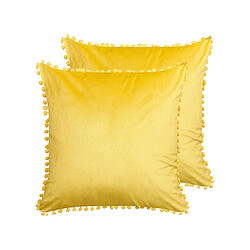 Beliani Lot de 2 coussins AERANGIS Velours 45 x 45 cm Unicolore Jaune