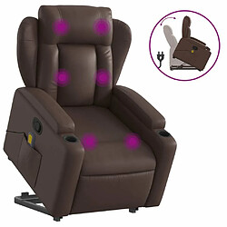 Maison Chic Fauteuil Relax pour salon, Fauteuil inclinable de massage Marron Similicuir -GKD67824