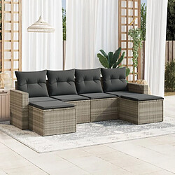 vidaXL Salon de jardin 6 pcs avec coussins gris clair résine tressée