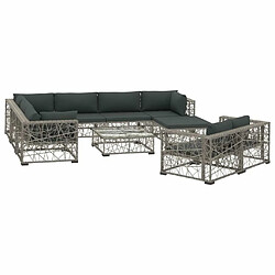 Maison Chic Salon de jardin 10 pcs + coussins - Mobilier/Meubles de jardin - Table et chaises d'extérieur Résine tressée Gris -MN63341