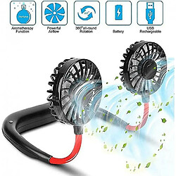 Avis (noir) Tour de cou Mini Ventilateur Portable Style Suspendu au Cou Paresseux Double Refroidisseur Usb Rechargeable