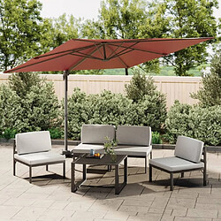 Maison Chic Parasol Jardin | Parasol cantilever à LED Terre cuite 400x300 cm - GKD36588