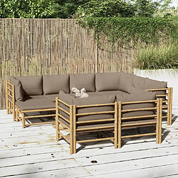 Maison Chic Salon de jardin 10 pcs + coussins - Mobilier/Meubles de jardin - Table et chaises d'extérieur taupe bambou -MN38410