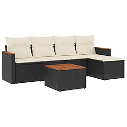 Maison Chic Ensemble Tables et chaises d'extérieur 6pcs avec coussins,Salon de jardin noir résine tressée -GKD698616