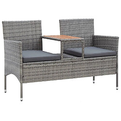 Maison Chic Banc de jardin 2 places | Banquette de jardin | Chaise Relax et table à thé 143cm Résine tressée Gris -MN49914