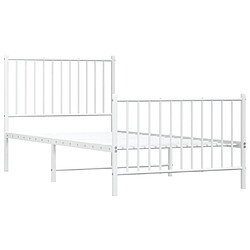 Acheter Maison Chic Lit adulte - Lit simple Cadre de lit métal avec tête de lit/pied de lit,Structure du lit Contemporain pour chambre blanc 90x190 cm -MN19782