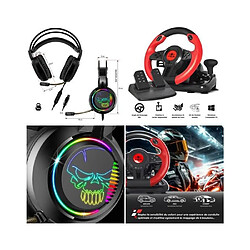 CASQUE + Volant et pédales de jeu Vidéo Race Pro Wheel 1 compatible WINDOWS 11/ PC SPIRIT OF GAMER PROGRAMMABLE 6 boutons+Casque PC