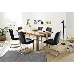 Avis Pegane Table à manger extensible en chêne sauvage massif huilé / acier - L.220-320 x H.77 x P.100 cm