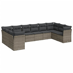 Maison Chic Salon de jardin avec coussins 10 pcs | Ensemble de Table et chaises | Mobilier d'Extérieur gris résine tressée -GKD92653