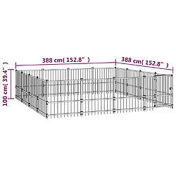 vidaXL Chenil d'extérieur pour chiens Acier 15,05 m² pas cher