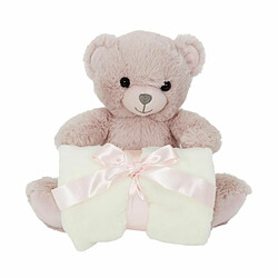 Paris Prix Peluche & Plaid Enfant Ours 70x70cm Rose