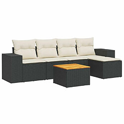 Maison Chic Salon de jardin 6 pcs avec coussins | Ensemble de Table et chaises | Mobilier d'Extérieur noir résine tressée -GKD91657