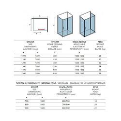 Karag Grande paroi de douche carrée NEW FLORA 500 sérigraphiée H. 180 cm