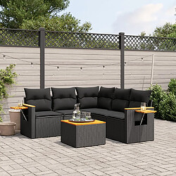 Maison Chic Salon de jardin 6 pcs avec coussins | Ensemble de Table et chaises | Mobilier d'Extérieur noir résine tressée -GKD47293