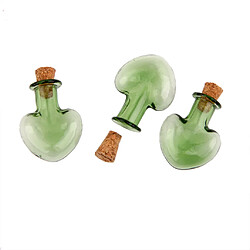 Avis 10 Pcs Mini Bouteille En Verre Coeur Pots Flacons Souhaitant Message Bouteilles De Liège Vert