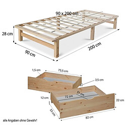 Avis Homestyle4U Lit en palette 90x200 cm avec 2 tiroirs sommier à lattes