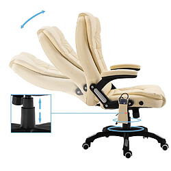 Helloshop26 Chaise fauteuil siège de bureau informatique étude de massage similicuir crème 02_0024007 pas cher