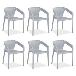 Homestyle4U Lot de 6 chaises jardin en gris