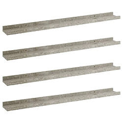 Maison Chic Lot de 4 Étagères murales,Étagère Rangement flottate Gris béton 80x9x3 cm -MN80731