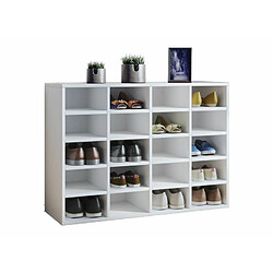 Mpc Meuble à Chaussures Blanc 20 Cases 104 X 65,5 X 33 Cm (lxhxp)