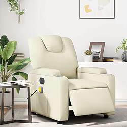 vidaXL Fauteuil de massage inclinable électrique crème similicuir