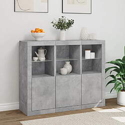 Acheter Maison Chic Lot de 3 Commode Buffet - Meuble de rangements avec lumières LED gris béton bois d'ingénierie -GKD27261