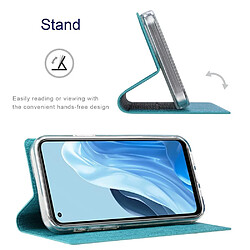 Etui en PU VILI auto-absorbé magnétique avec support et porte-carte, bleu pour votre Oppo Reno7 Pro 5G