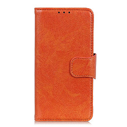 Etui en PU texture nappa, fermeture magnétique orange pour votre Samsung Galaxy S22