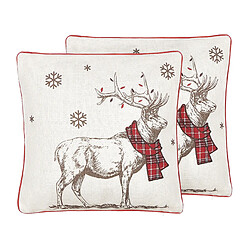 Beliani Lot de 2 coussins SVEN 45 x 45 cm Animal Rouge