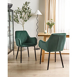 Beliani Chaise de salle à manger WELLSTON Set de 2 Velours Vert foncé