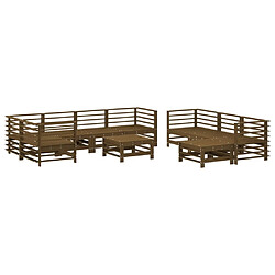 Avis Maison Chic Salon de jardin 10 pcs + coussins - Mobilier/Meubles de jardin - Table et chaises d'extérieur marron miel bois massif -MN79896