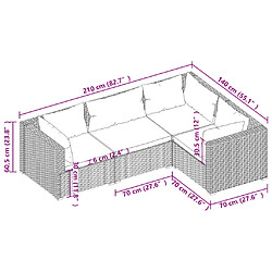 Acheter vidaXL Salon de jardin 4 pcs avec coussins Résine tressée Marron