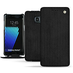 Housse cuir Samsung Galaxy Note 7 - Rabat vertical - Abaca nero ( Noir / Black) - NOREVE