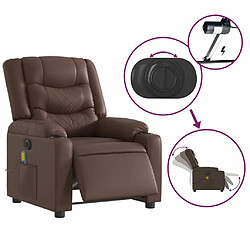 Maison Chic Fauteuil Relax pour salon, Fauteuil de massage inclinable électrique marron similicuir -GKD86677 pas cher