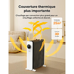 PELONIS Radiateur à huile 2500W, 13 nervures avec LED thermostat et minuterie de 24 heuresau