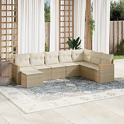 vidaXL Salon de jardin avec coussins 8 pcs beige résine tressée